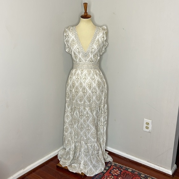 NWT Intermix Orien Silk-Blend‎ Tiered Maxi Dress - Picture 4 of 11